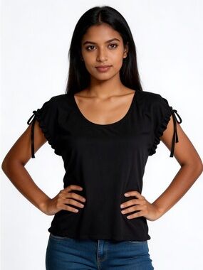 HUGO BOSS | Black Drawstring Sleeve Tee Sz S